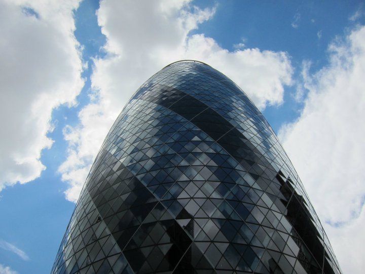 The Gherkin London blue sky