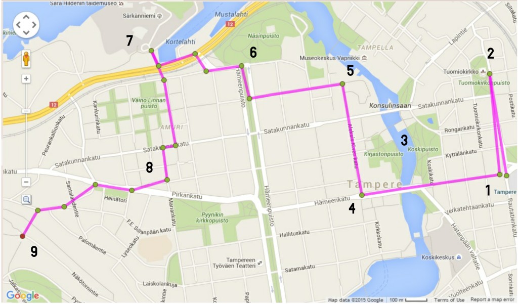 tampere walking route