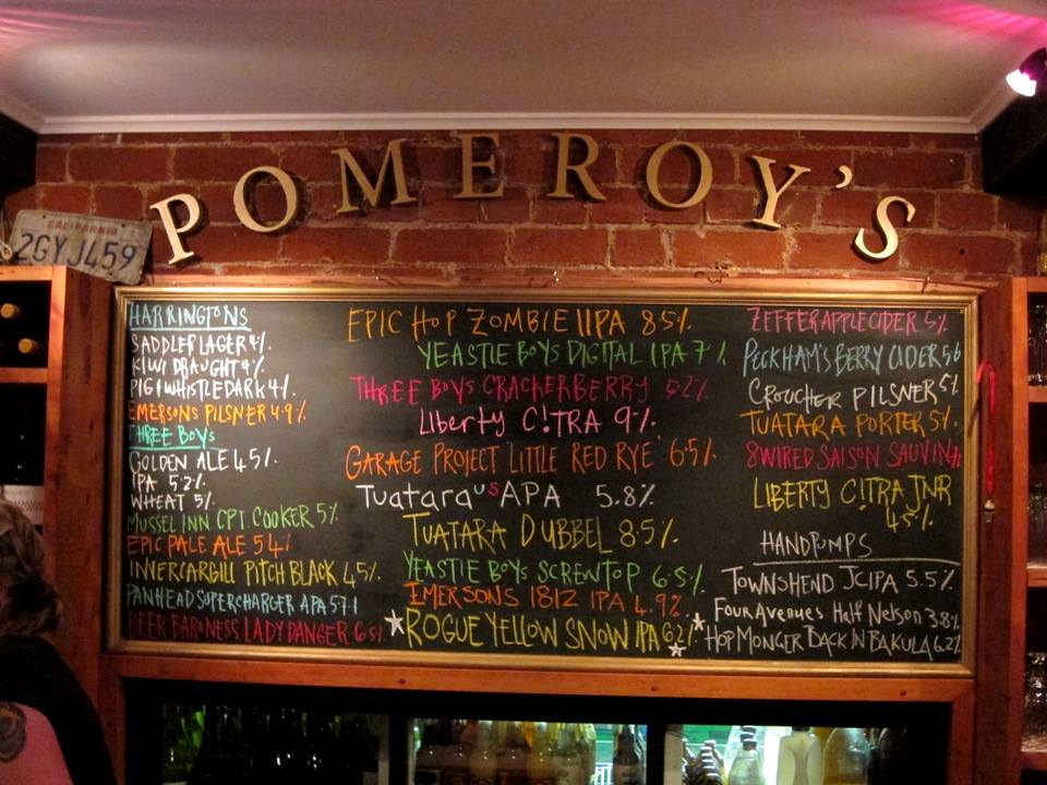 Pomeroy's menu