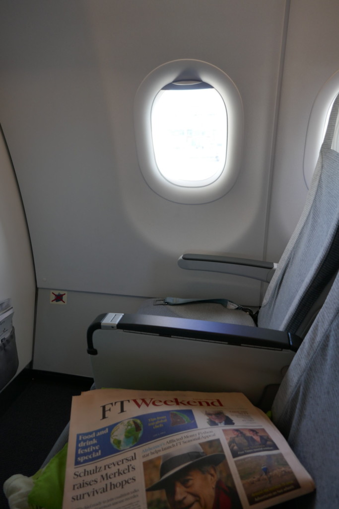 Finnair A320 Business Class bulkhead seat