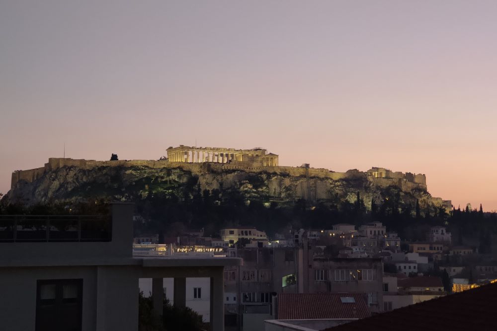 Acropolis in Greece in winter