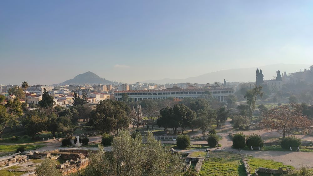 Ancient Agora of Athens Greece in winter